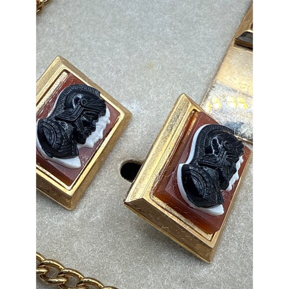 Vintage 1960s Evans Elegance Mens Gold-Tone Roman Cameo Accessory Set - Picture 5 of 6